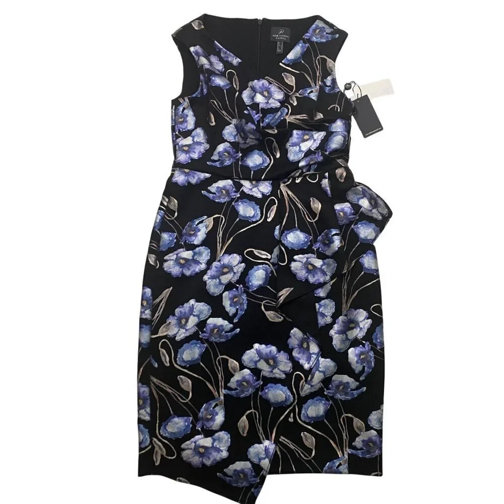 Adrianna Papell metallic print crepe sheath dress knee length women’s 6 NWT - Picture 7 of 16